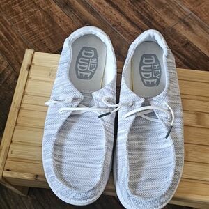 Hey Dude Women's Gray and White Flats